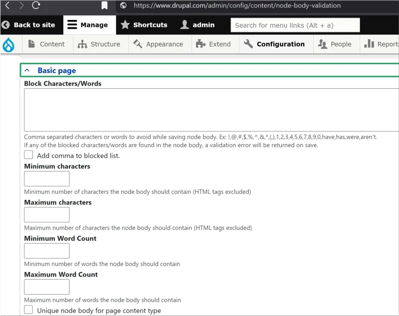 Node Body Validation