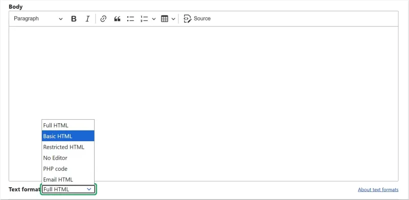 Updating Text Formats