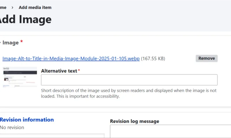 Image Alt to Title in Media Image Module